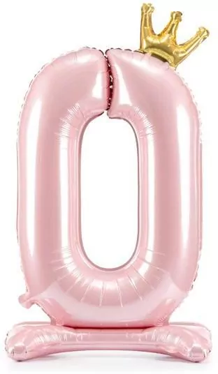 Stojący balon foliowy cyfra 0 84cm jasny róż - tantis.pl