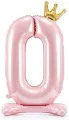 Stojący balon foliowy cyfra 0 84cm jasny róż - tantis.pl
