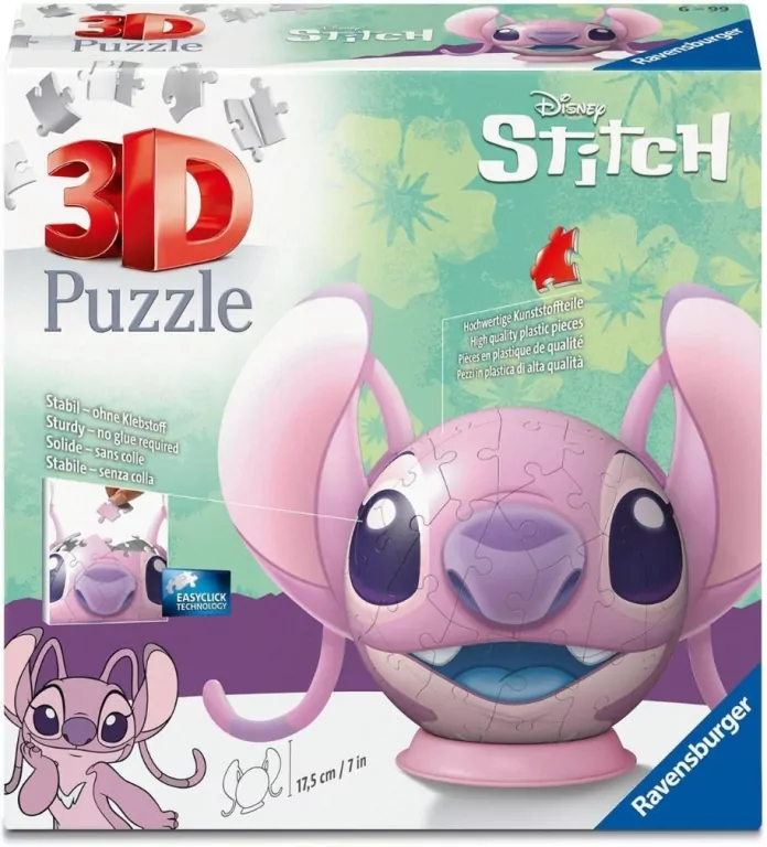 Puzzle 3D: Disney Stitch Kula Angel z uszami - tantis.pl