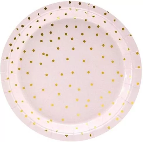 Talerzyki kropki jasny róż 18cm - tantis.pl