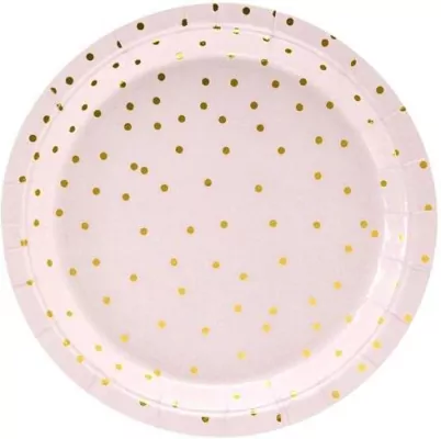 Talerzyki kropki jasny róż 18cm