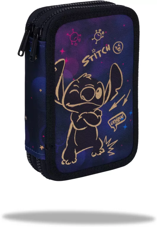 Piórnik 2-komorowy z wyposażeniem Disney Gold Stitch Jumper 2 - tantis.pl