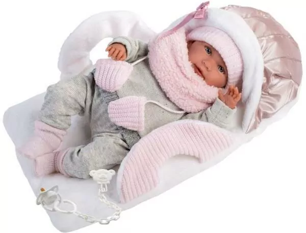 Llorens lalka hiszpańska bobas płacząca Mimi nosidełkiem 42cm - tantis.pl
