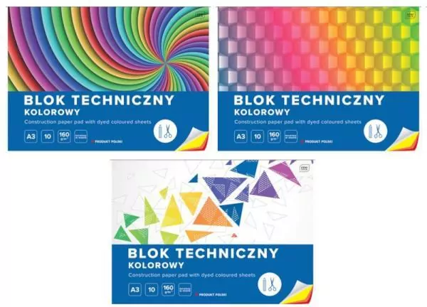 Blok techniczny kolorowy A3/10k. Mix 1 szt - tantis.pl