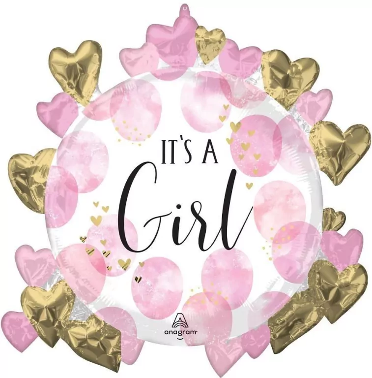 Balon foliowy Baby Girl Pink Watercolor 76x76cm - tantis.pl