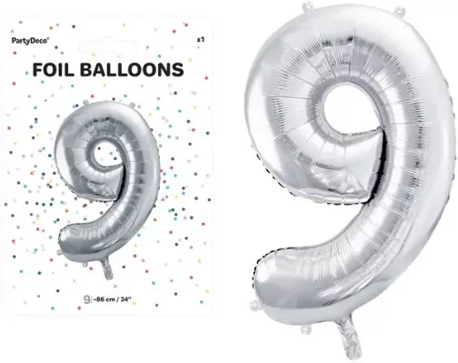 Balon foliowy 9 86cm srebrny - tantis.pl