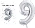 Balon foliowy 9 86cm srebrny - tantis.pl