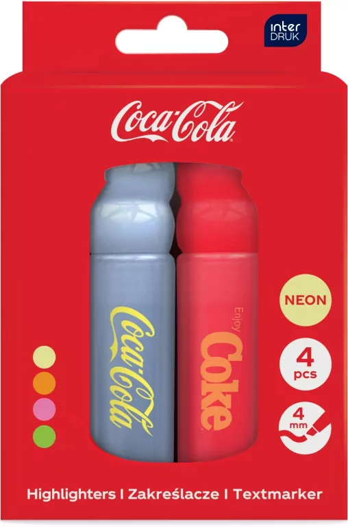Zakreślacze Coca-Cola neon 4 kolory - tantis.pl