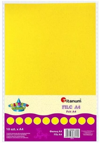 Filc cytrynowy. A4 2mm 200g. 10 sztuk - tantis.pl