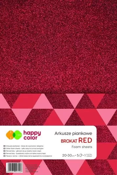Happy Color. Arkusze piankowe brokat A4, czerwony - tantis.pl