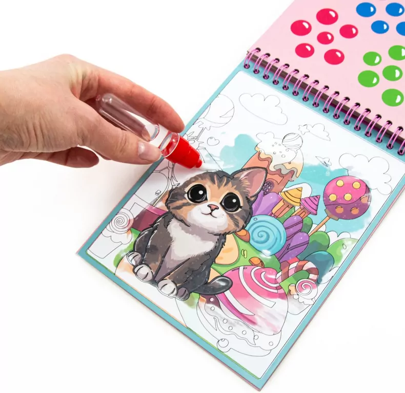 Magiczna wielorazowa kolorowanka wodna P Kot KIDEA - tantis.pl