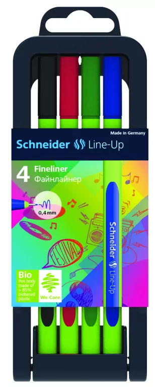 Zestaw cienkopisów Schneider Line-Up, 0,4mm, stojak, 4 szt., miks kolorów - tantis.pl