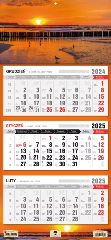 Kalendarz 2026 trójdzielny płaska główka Ustka - tantis.pl