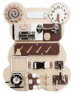 Tablica manipulacyjna drewniana Miś 14el - tantis.pl