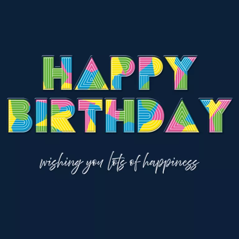 Karnet. Happy Birthday. Neonowy napis - tantis.pl