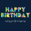 Karnet. Happy Birthday. Neonowy napis - tantis.pl