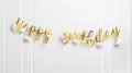Baner Happy Birthday z kwiatami złoty - tantis.pl