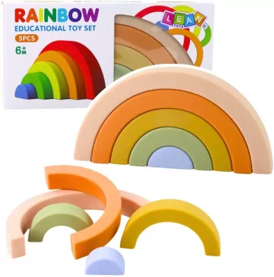 Tęczowa układanka gumowe tęcza pastelowa 5el.