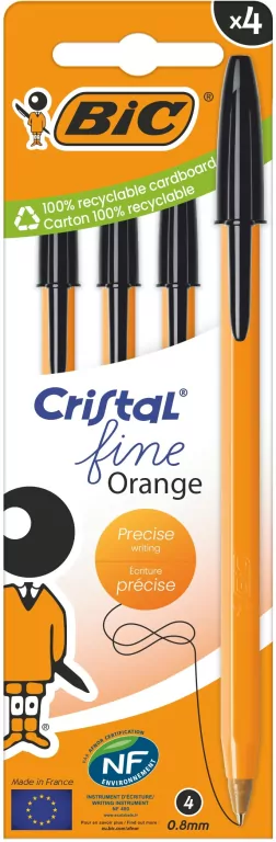 Długopis Orange Fine Cristal czarny BIC. 4 sztuki - tantis.pl