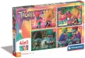 Clementoni. Puzzle 4w1. Super Kolor Trolls 3 - tantis.pl
