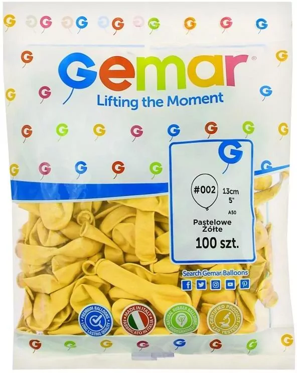 Balony Gemar pastelowe żółte 100szt - tantis.pl
