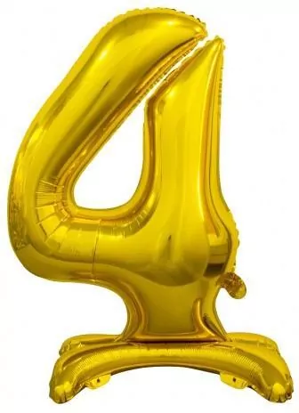 Balon foliowy B&C Cyfra stojąca 4 złota 74cm - tantis.pl