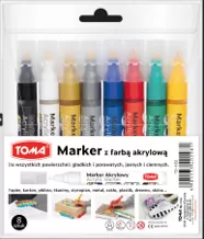 Marker akrylowy okrągła końcówka 2,5mm, 8 kolorów