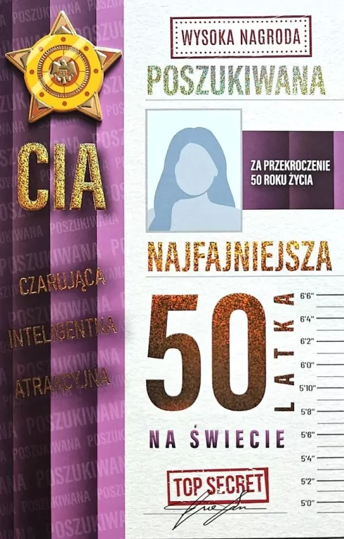 Karnet Urodziny 50 damskie poszukiwana - tantis.pl