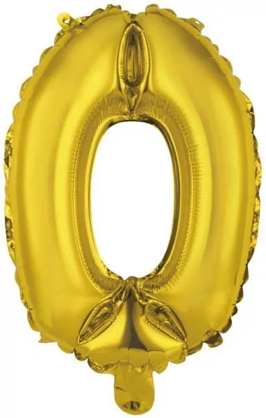 Balon foliowy mini cyfra 0 złota 30,5x40cm - tantis.pl