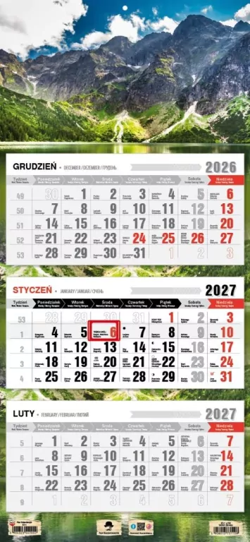 Kalendarz 2027 trójdzielny Tatry że hej - tantis.pl
