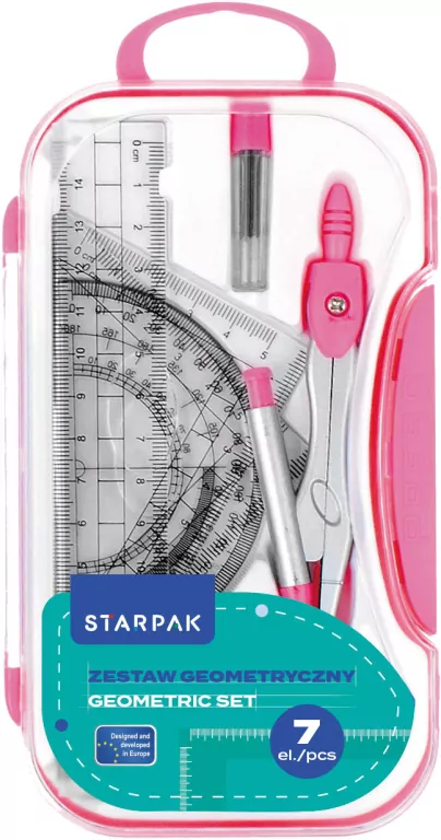 Zestaw szkolny geometryczny 7el różowy - tantis.pl