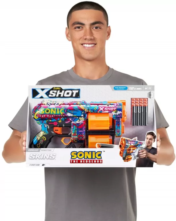 Zuru X-Shot. Wyrzutnia Skins Dread Sonic 12 strzałek Robotnik - tantis.pl