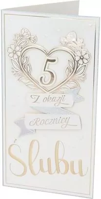 KARNET ROCZNICA SLUBU 5 DL Z KOP ZLO NER D-023 - tantis.pl