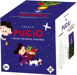 Puzzle. Pucio i Misia ubierają choinkę