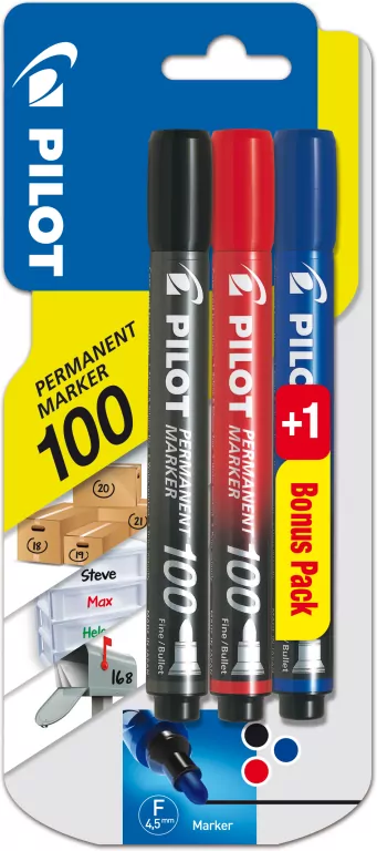 Marker permamentny Pilot Sca-100 Set 2+1 (czarny/czerwony/niebieski) - tantis.pl