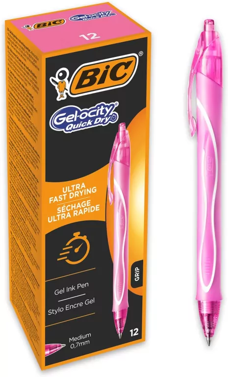Długopis żelowy Quick Dry 0,7mm róż (12szt) BIC - tantis.pl