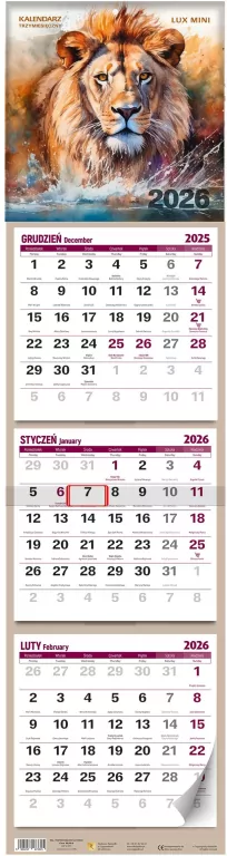 Kalendarz 2026 trzymiesięczny mini lux - tantis.pl