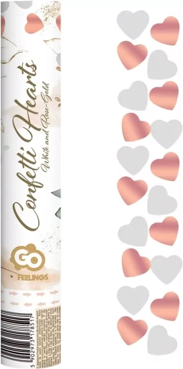 Konfetti pneumatyczne Serca, różowe i białe 30cm - tantis.pl