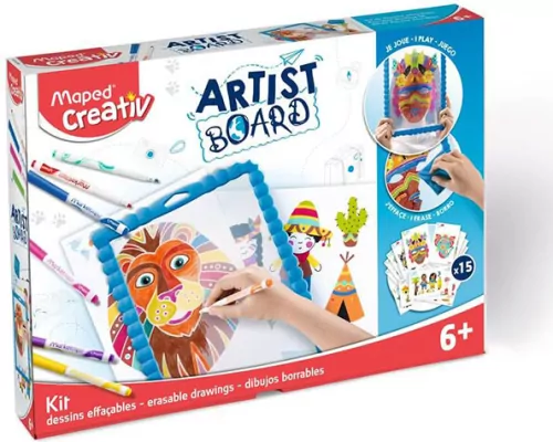 Tablica zmywalna z szablonami i markerami