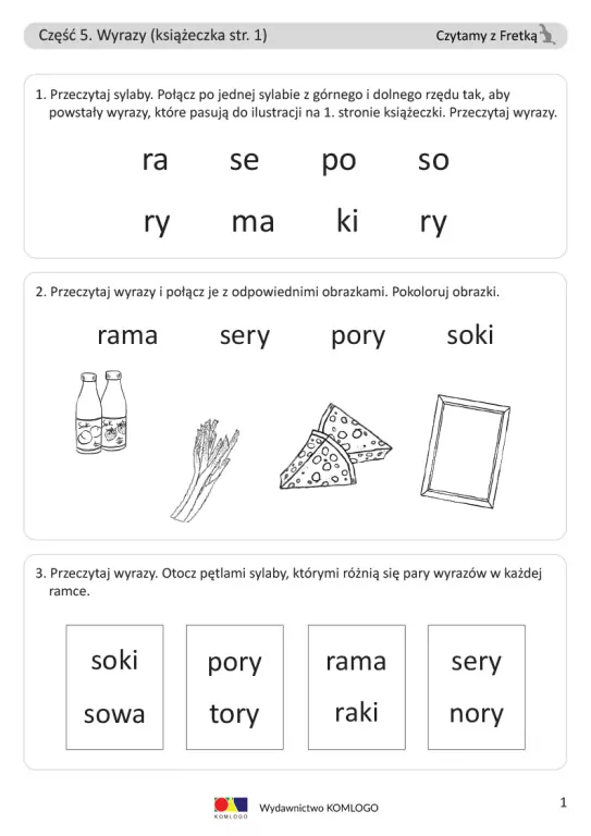 Ćwiczenia. Czytamy z Fretką cz.5 Lato. Wyrazy 2 - tantis.pl