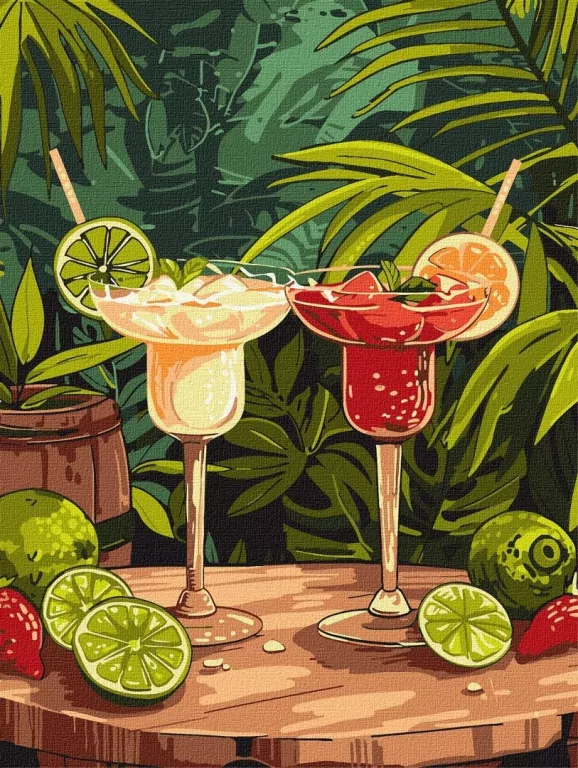 Malowanie po numerach - Egzotyczne drink 30x40cm - tantis.pl
