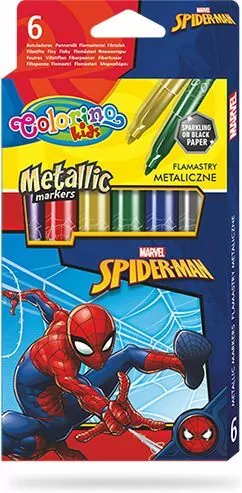 Flamastry metaliczne 6 kolorów. Spiderman - tantis.pl