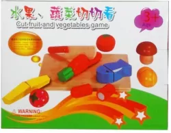 Zestaw drewniane owoce i warzywa do krojenia