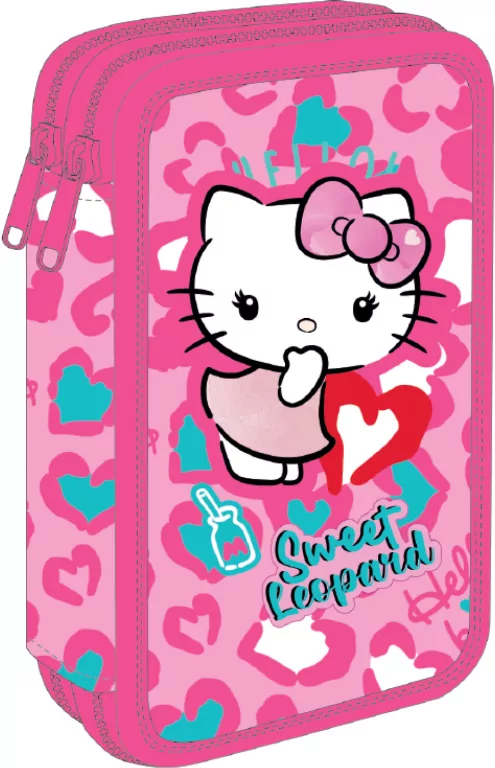 Piórnik podwójny z wyposażeniem Hello Kitty Jumper 2 Pink 2 - tantis.pl
