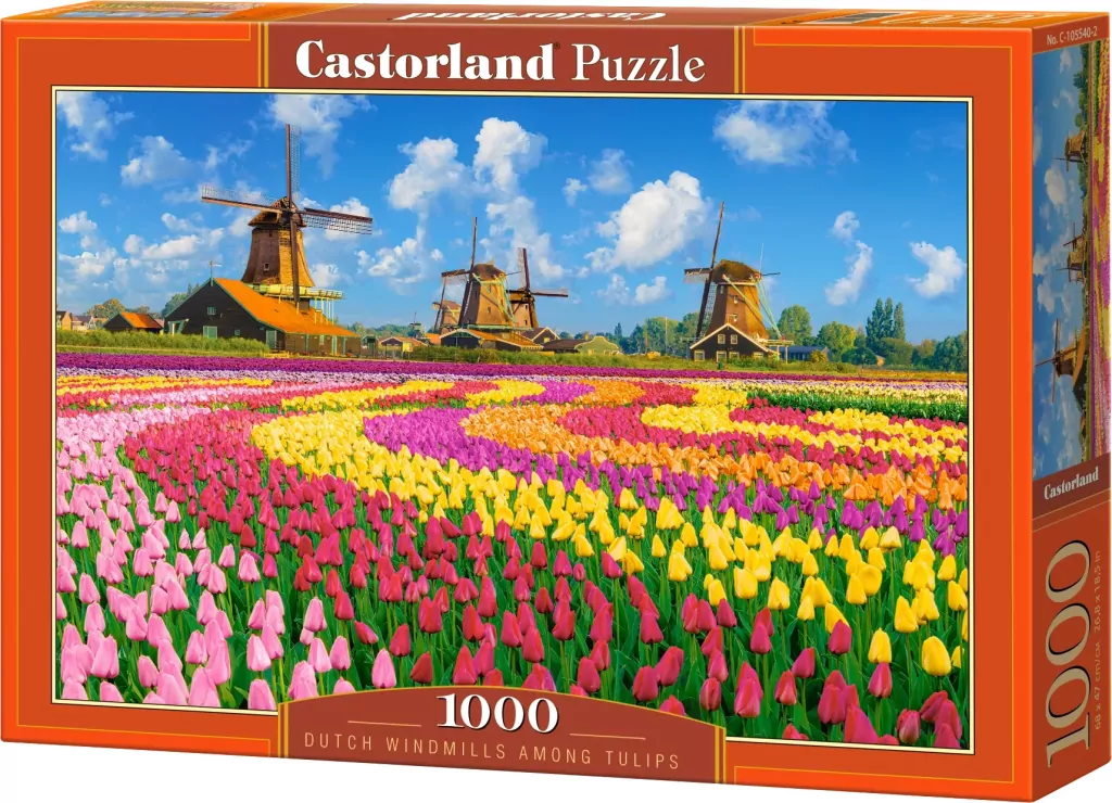 Puzzle 1000 Dutch Windmills Among Tulips CASTOR - tantis.pl