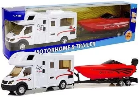 Camper z Czerwoną Motorówką i Napędem Frykcyjnym 1:48 - tantis.pl