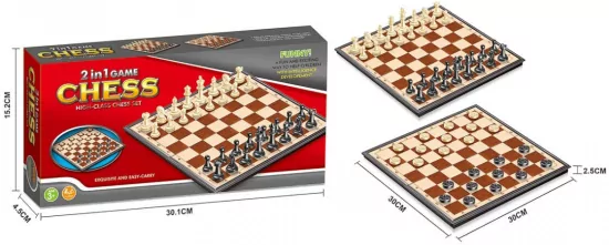 Szachy 2w1 magnetyczne 30x30x2,5cm