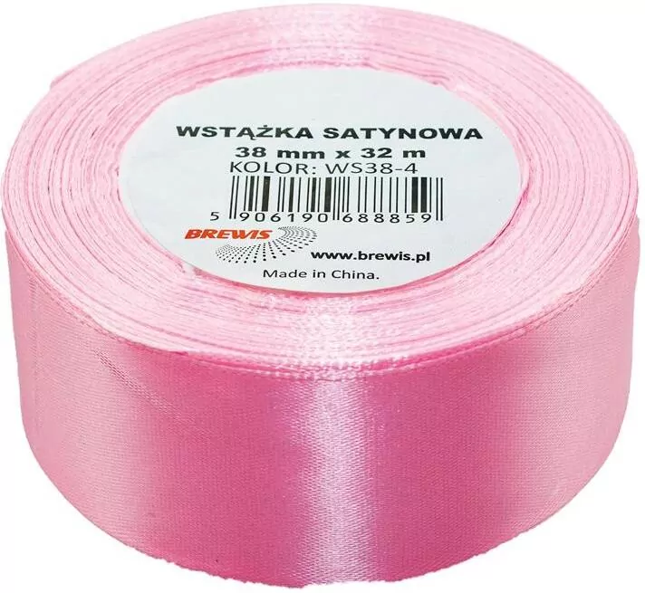 Wstążka satynowa. Jasnoróżowa 38mmx32m - tantis.pl