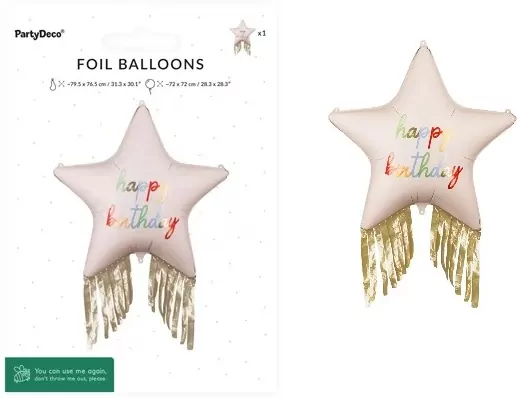 Balon foliowy Gwiazda z frędzlami 72x72cm - tantis.pl