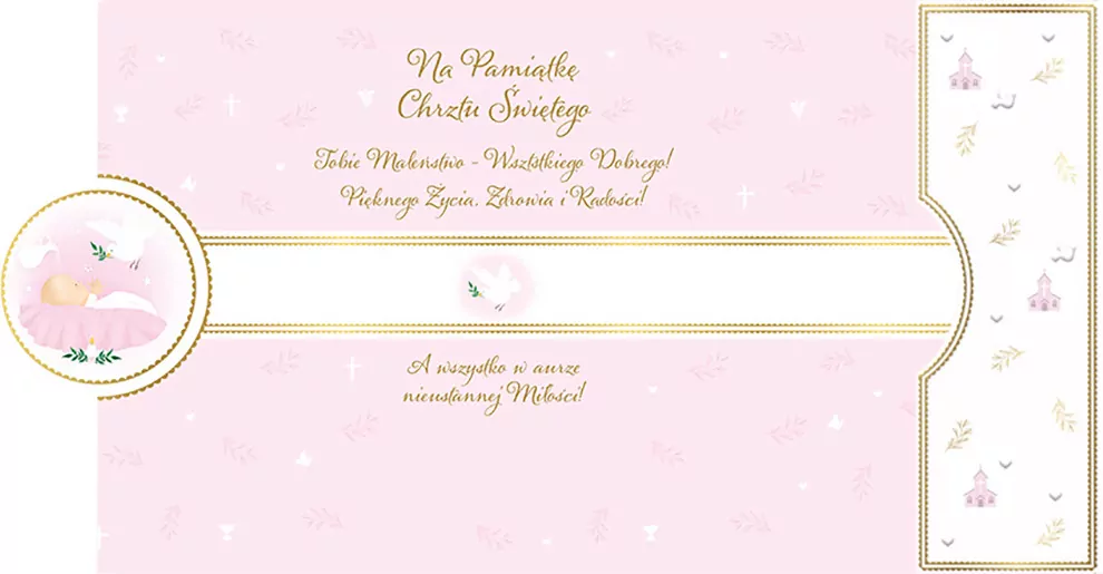 Karnet A5 koperta Chrzest różowy - tantis.pl